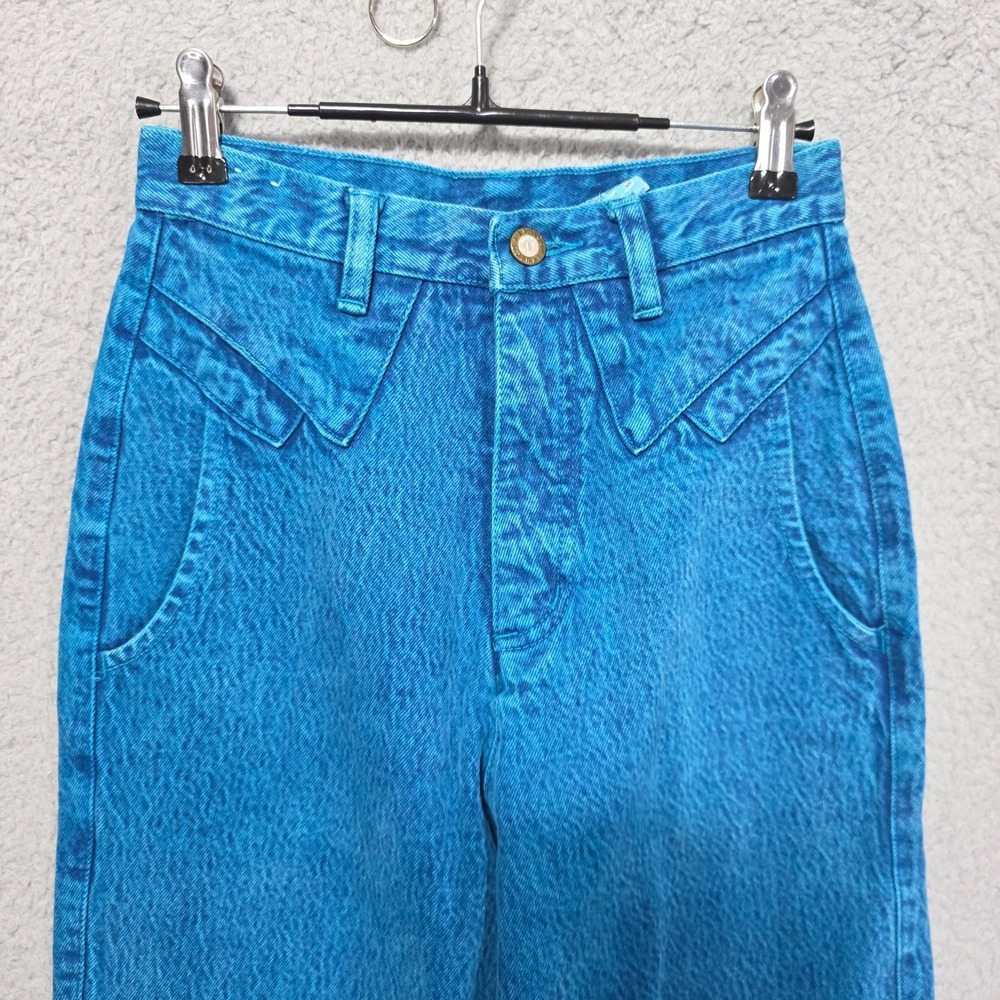 Vintage Western Ethics Teal Acid Wash Western Jeans Size 3/4 High Rise 80s 90s